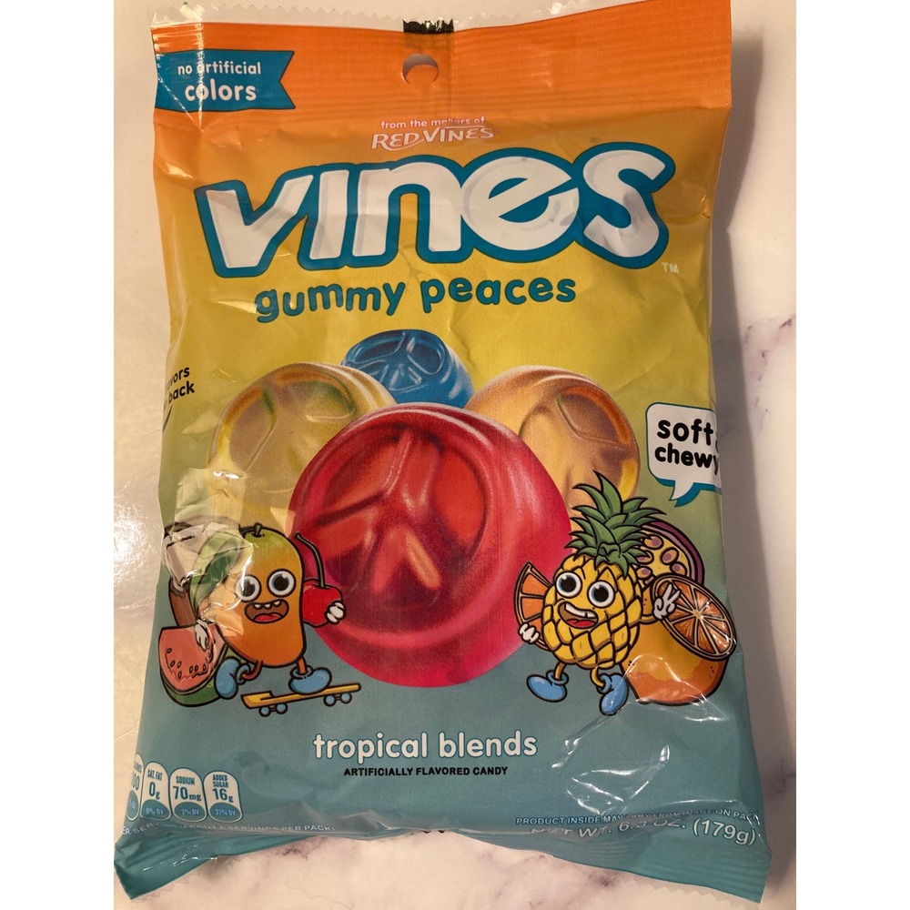 Red Vines Gummy Peaces Tropical Blends Soft & Chewy Candy 6.3 oz Bag